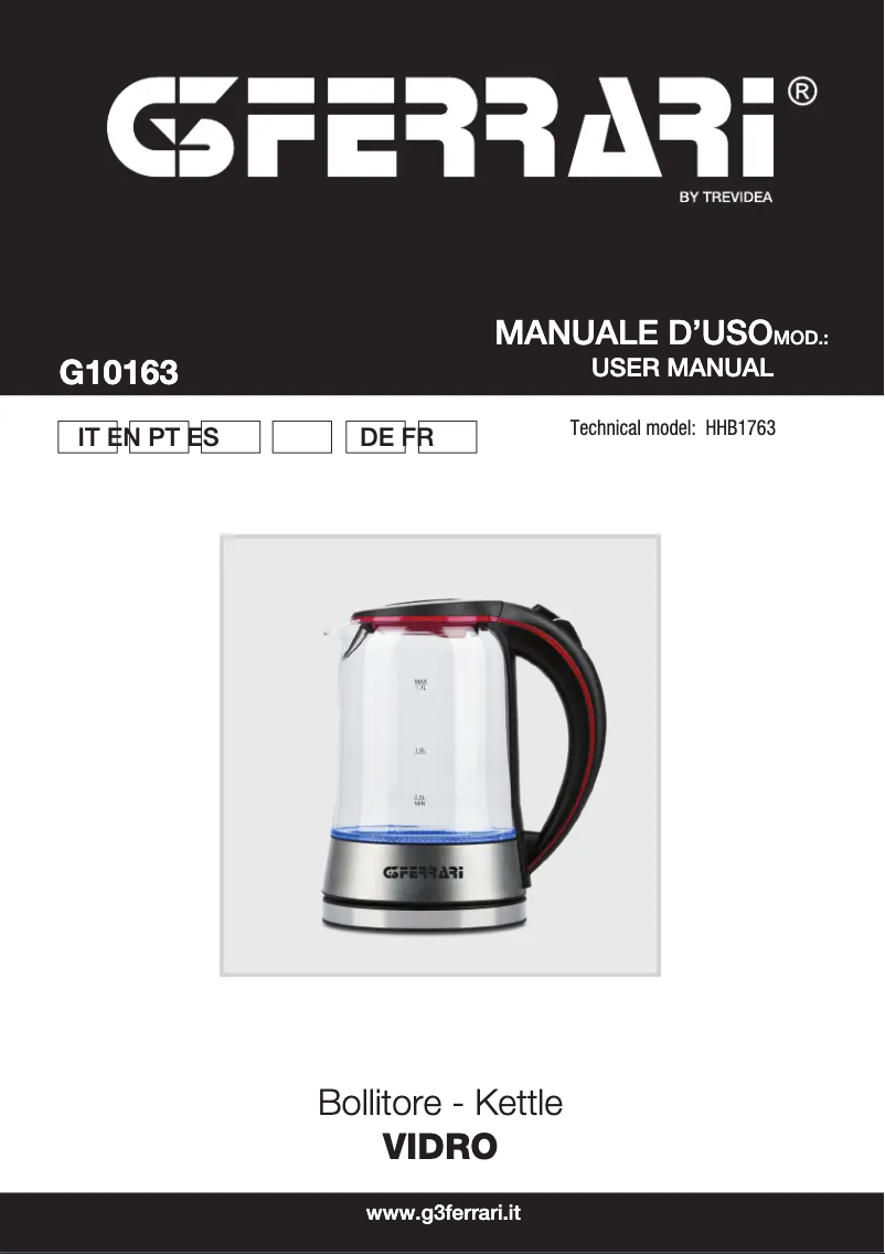 Imagen de la primera página del manual del dispositivo Vidro G10163