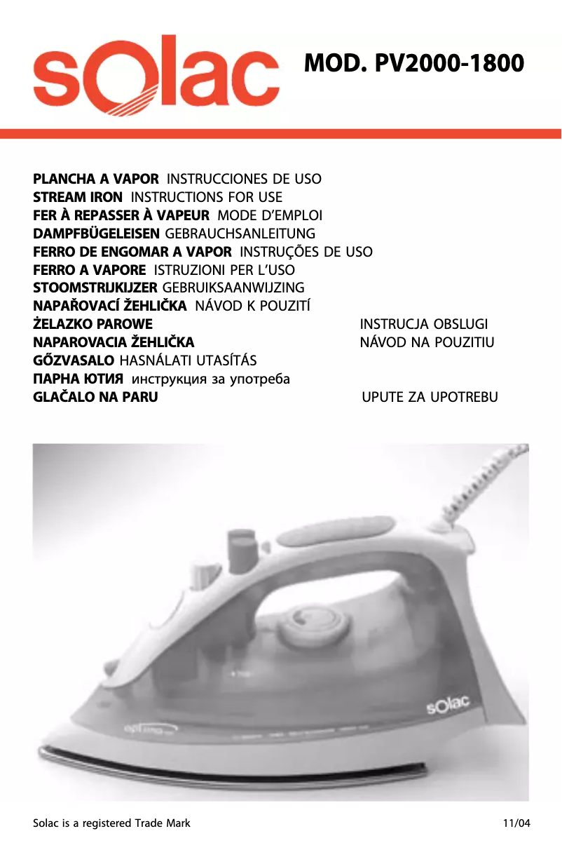 Imagen de la primera página del manual del dispositivo PV1800