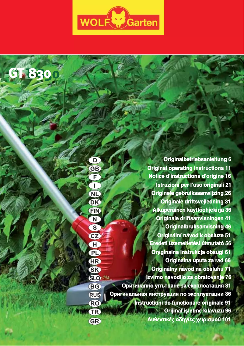 Página 1 del manual Manual de usuario Wolf Garten GT 830