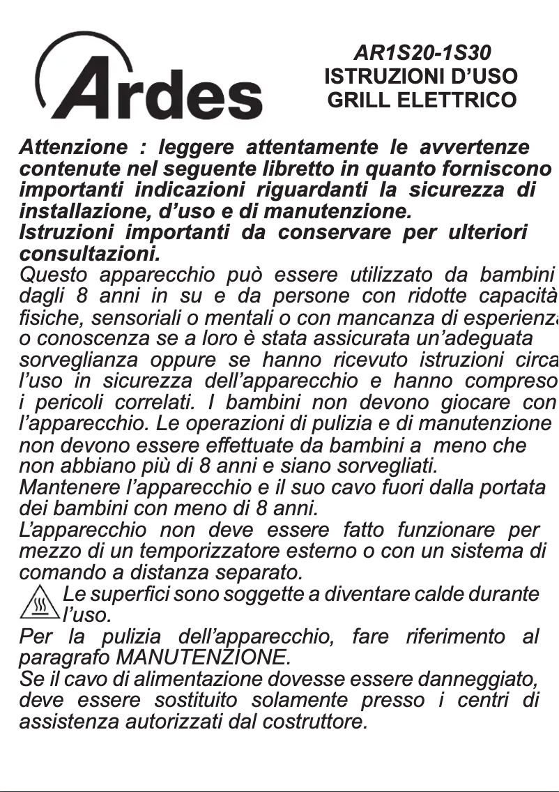 Imagen de la primera página del manual del dispositivo AR1S20