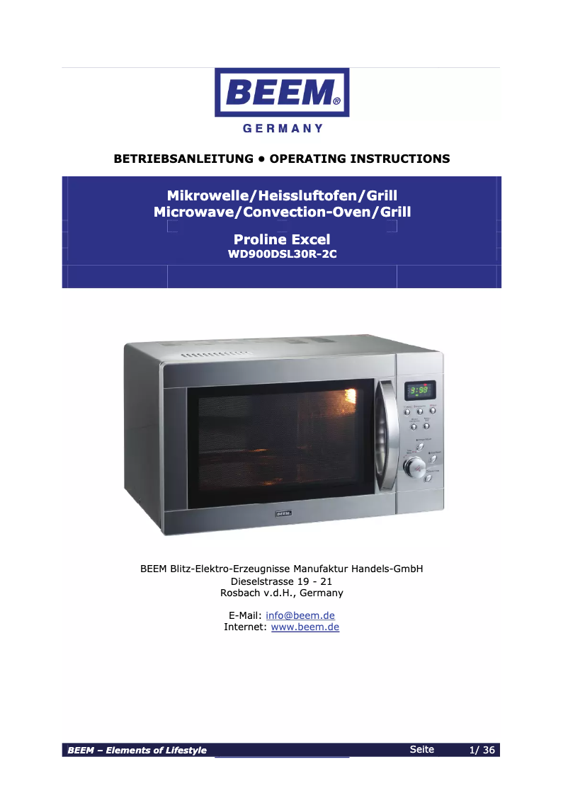 Imagen de la primera página del manual del dispositivo WD900DSL30R-2C Proline Excel