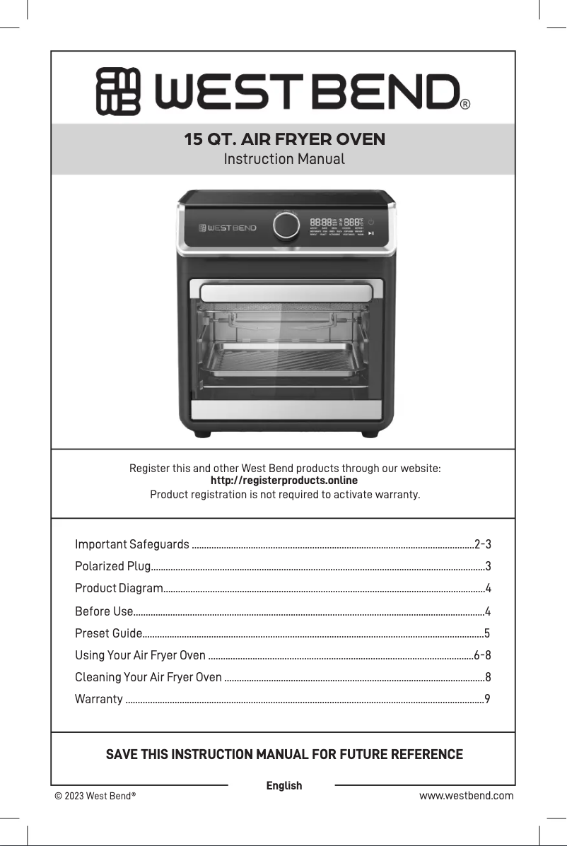 Página 1 del manual Manual de usuario WestBend AFWB15BK13