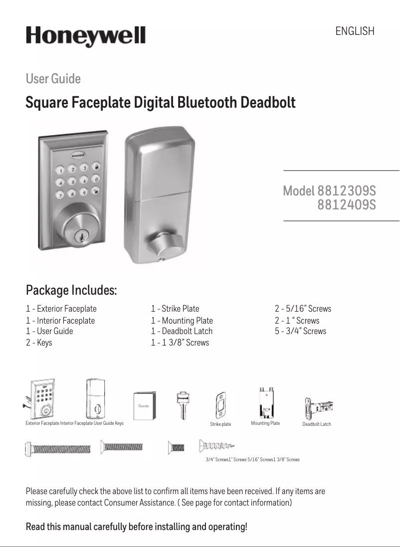 Imagen de la primera página del manual del dispositivo 8812409S