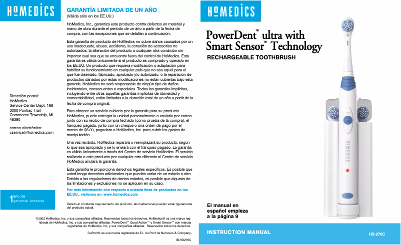 Página 1 del manual Manual de usuario Homedics PowerDent ultra HD-270