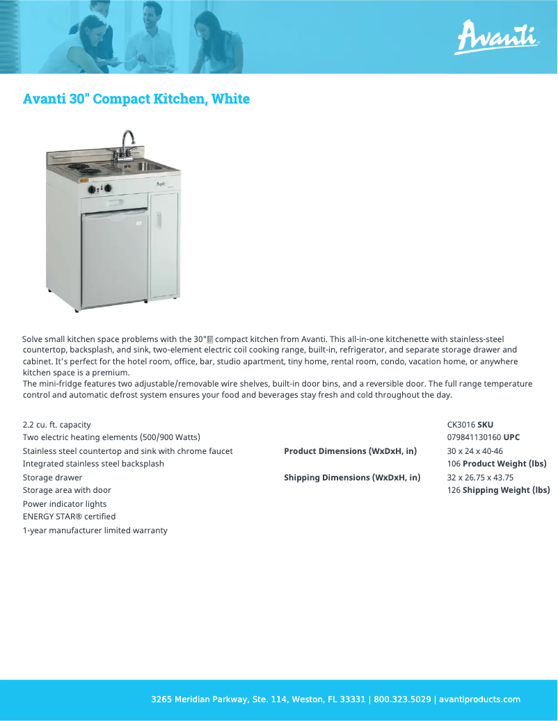 Página 1 del manual Ficha técnica Avanti CK3016