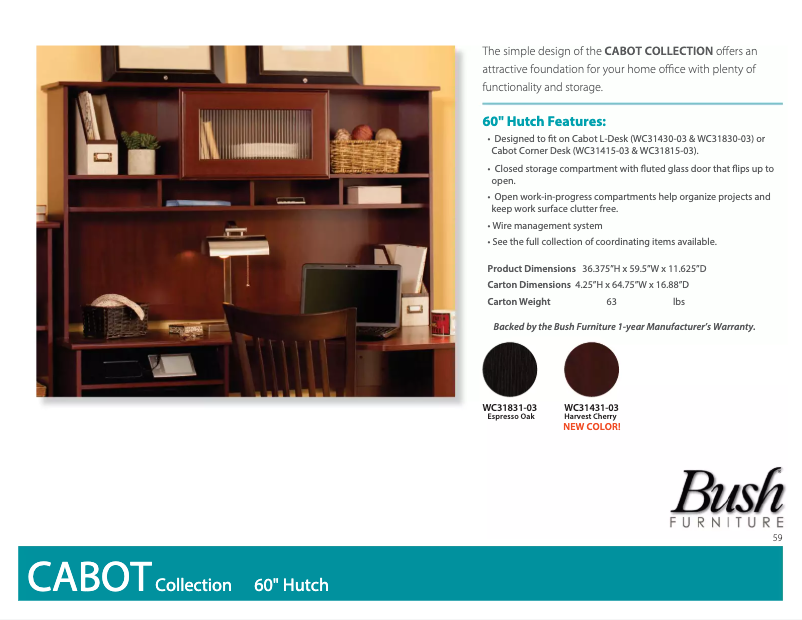 Página 1 del manual Ficha técnica Bush Cabot WC31831-03