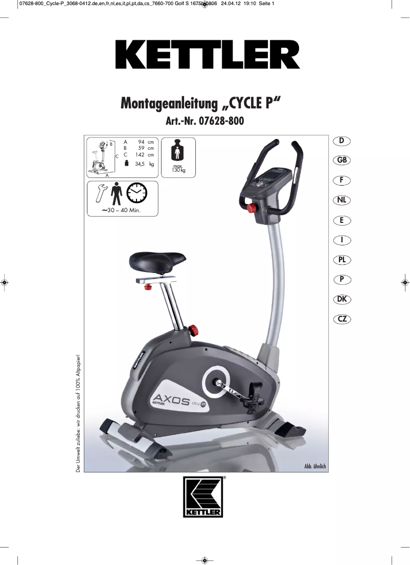 Imagen de la primera página del manual del dispositivo Axos Cycle P