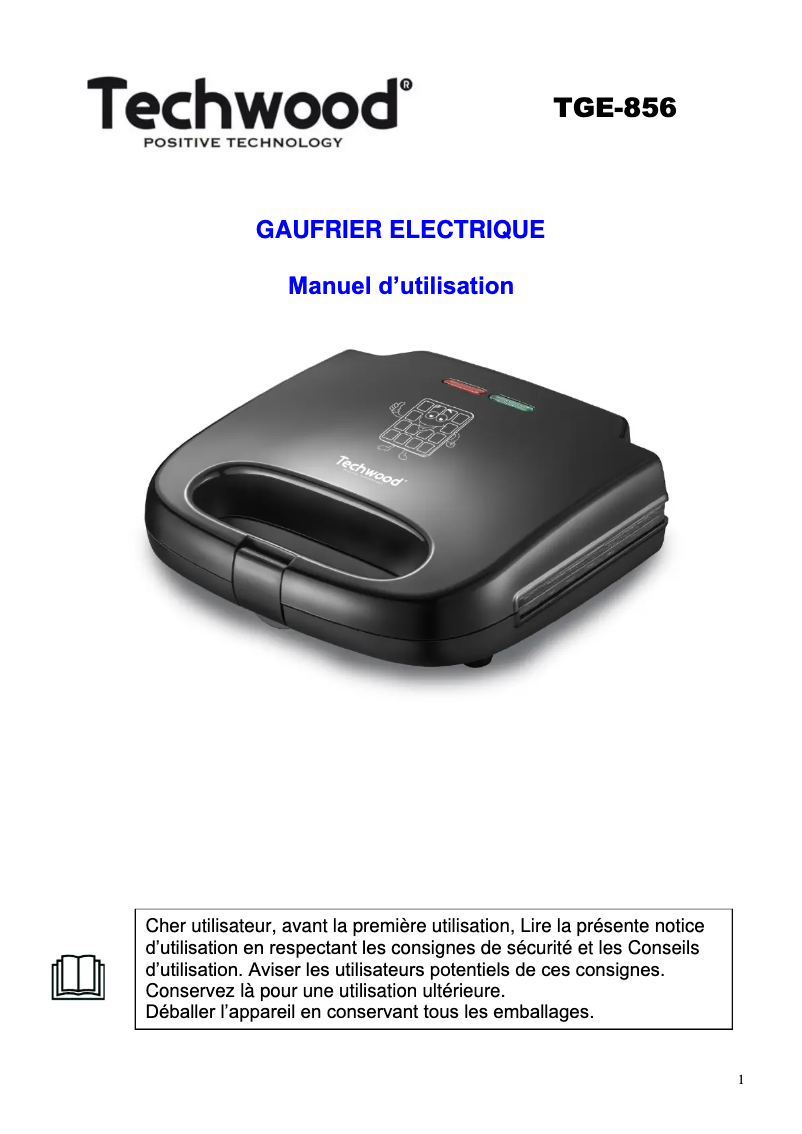 Imagen de la primera página del manual del dispositivo TGE-856