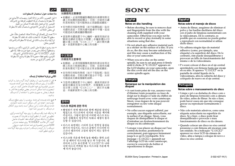 Imagen de la primera página del manual del dispositivo DCR-DVD101