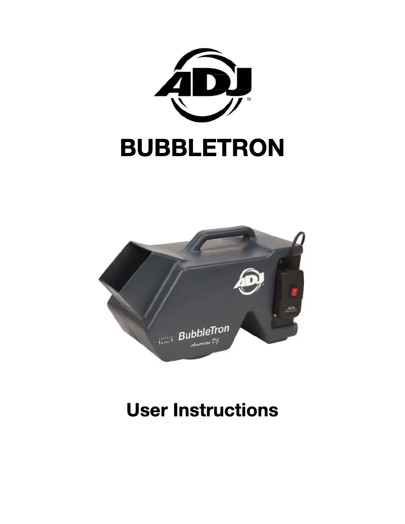 Página 1 del manual Manual de usuario Adj Bubbletron