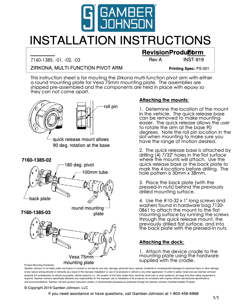Imagen de la primera página del manual del dispositivo 7160-1385-03