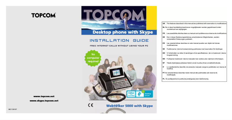 Página 1 del manual Manual de usuario Topcom Webtalker 5000