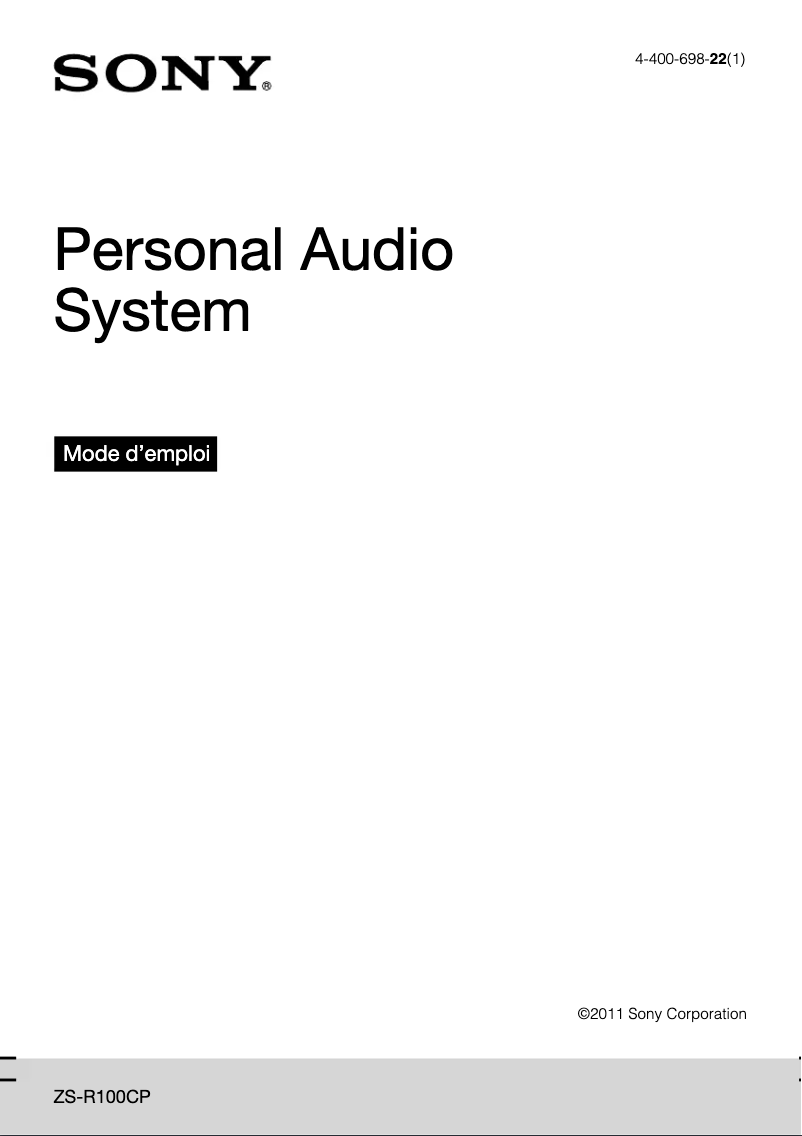 Página 1 del manual Manual de usuario Sony ZS-R100CP