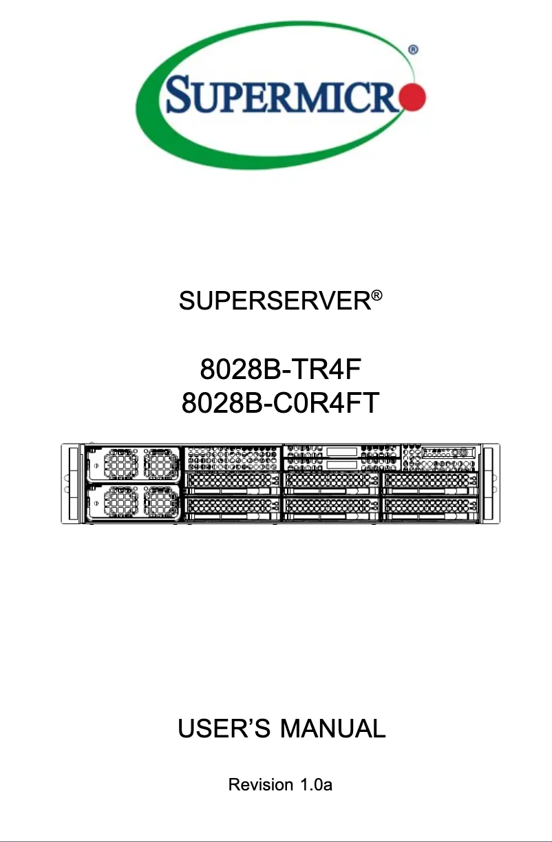Página 1 del manual Manual de usuario Supermicro SuperServer 8028B-C0R4FT