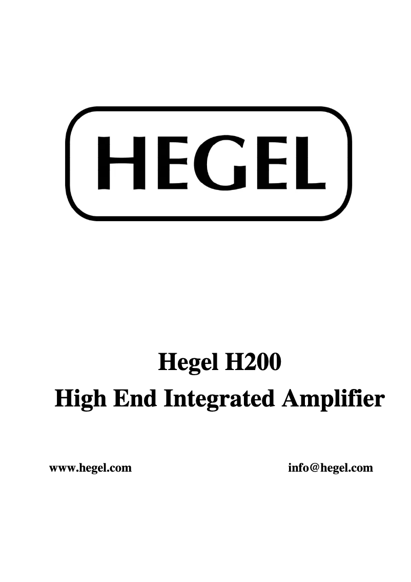 Página 1 del manual Manual de usuario Hegel H200