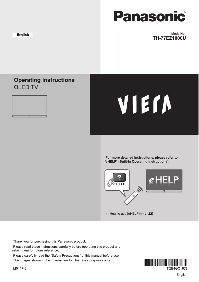 Página 1 del manual Manual de usuario Panasonic TH-77EZ1000U