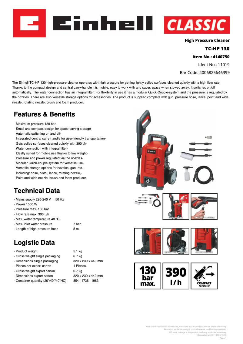 Imagen de la primera página del manual del dispositivo TC-HP 130