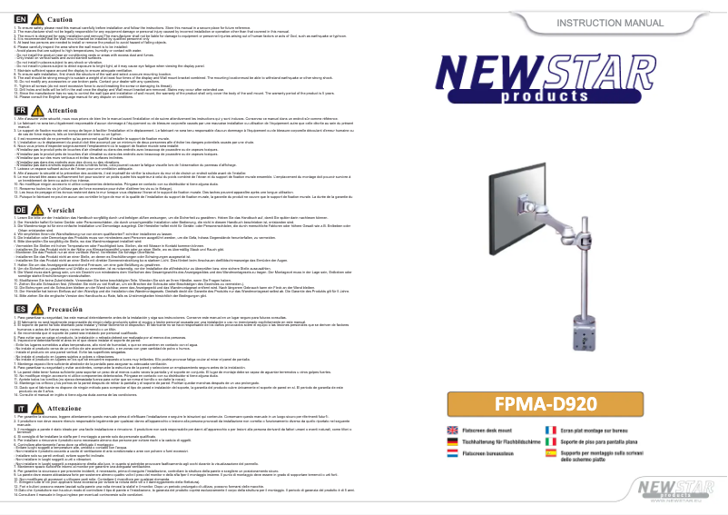 Imagen de la primera página del manual del dispositivo FPMA-D920D