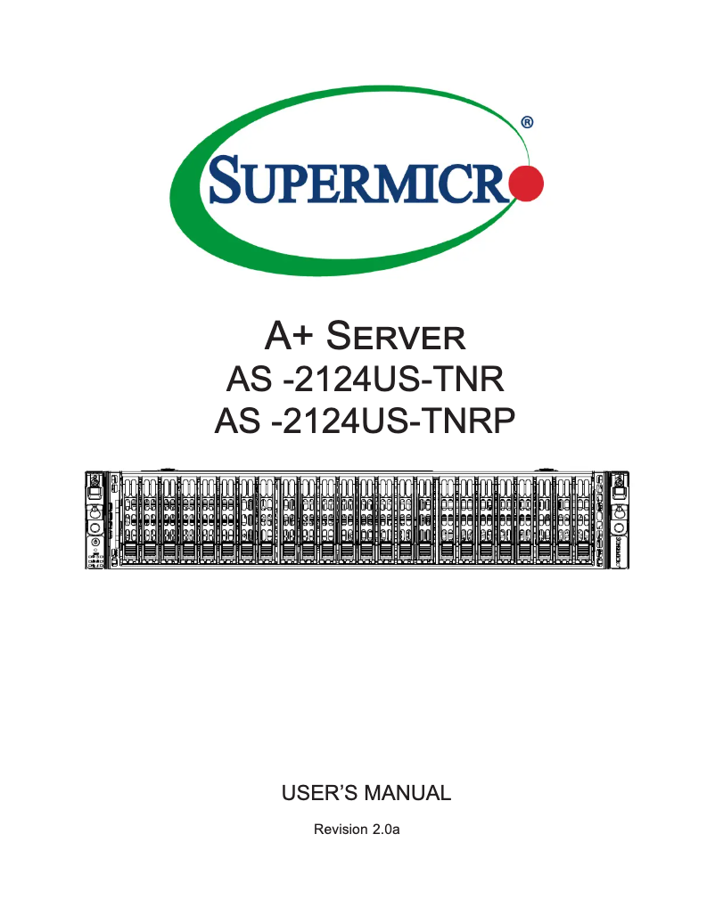Imagen de la primera página del manual del dispositivo A+ Server 2124US-TNRP