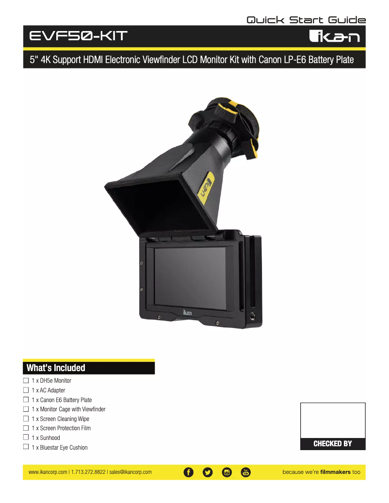 Imagen de la primera página del manual del dispositivo EVF50