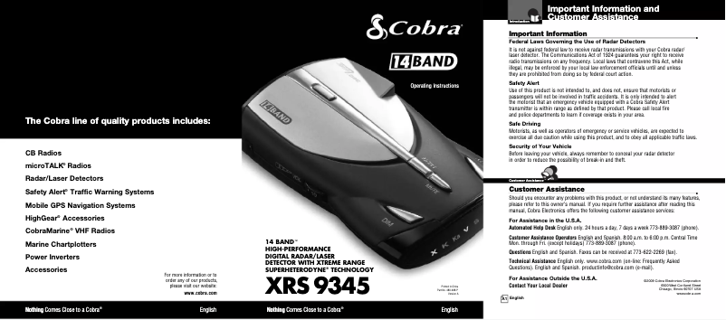 Página nº 1 - Manual de usuario Cobra XRS 9345