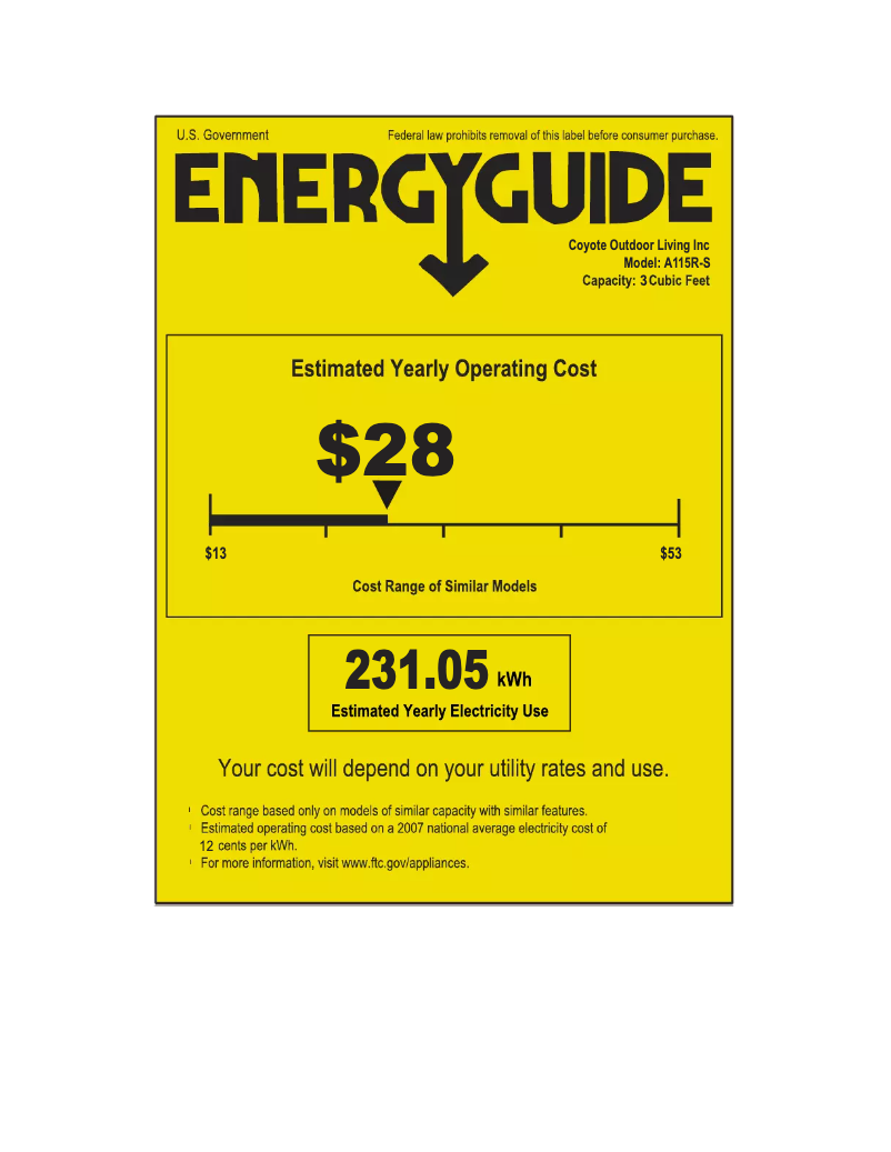 Página 1 del manual Etiqueta energética Azure A115R-S