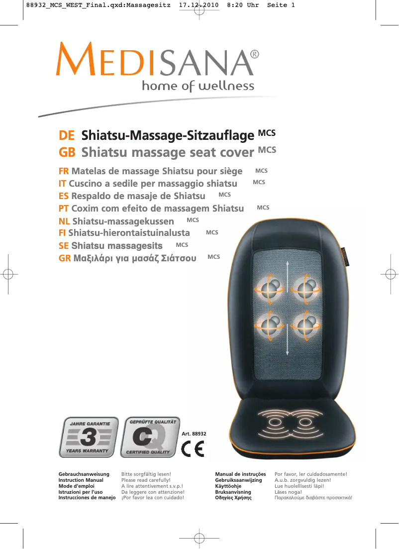 Página nº 1 - Manual de usuario Medisana MCS 88932