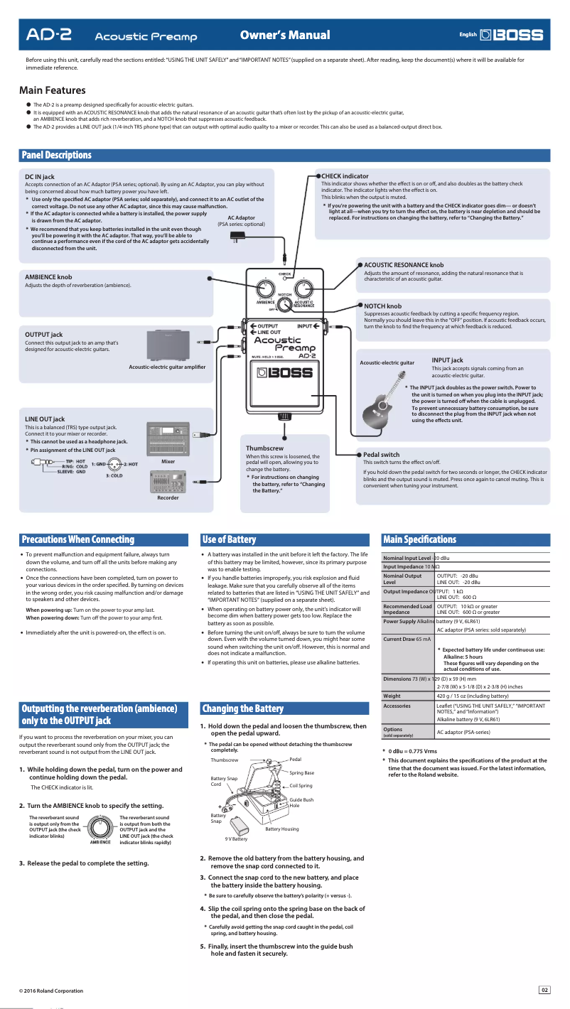 Página 1 del manual Manual de usuario Boss AD-2