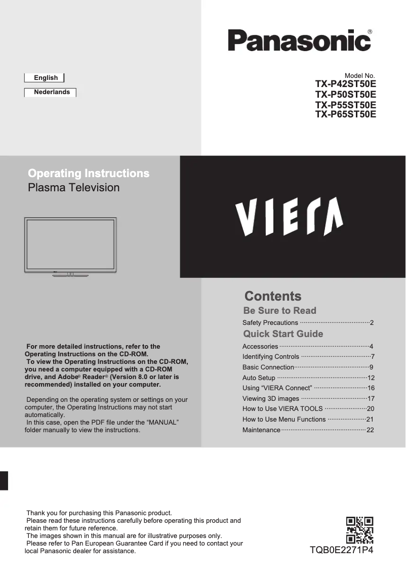 Página 1 del manual Manual de usuario Panasonic TX-P42ST50