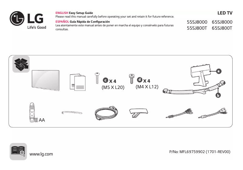 Imagen de la primera página del manual del dispositivo 65SJ8000-SA