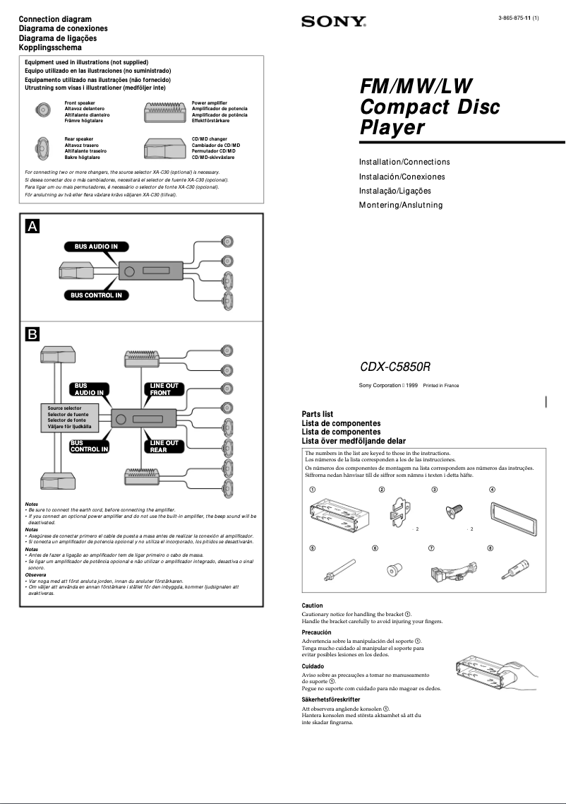 Imagen de la primera página del manual del dispositivo CDX-C5850R