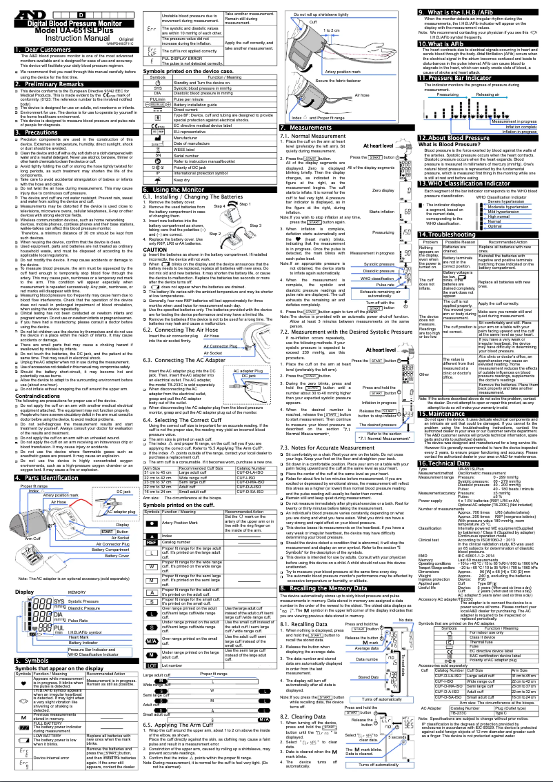Página 1 del manual Manual de usuario A&D UA-651SL Plus
