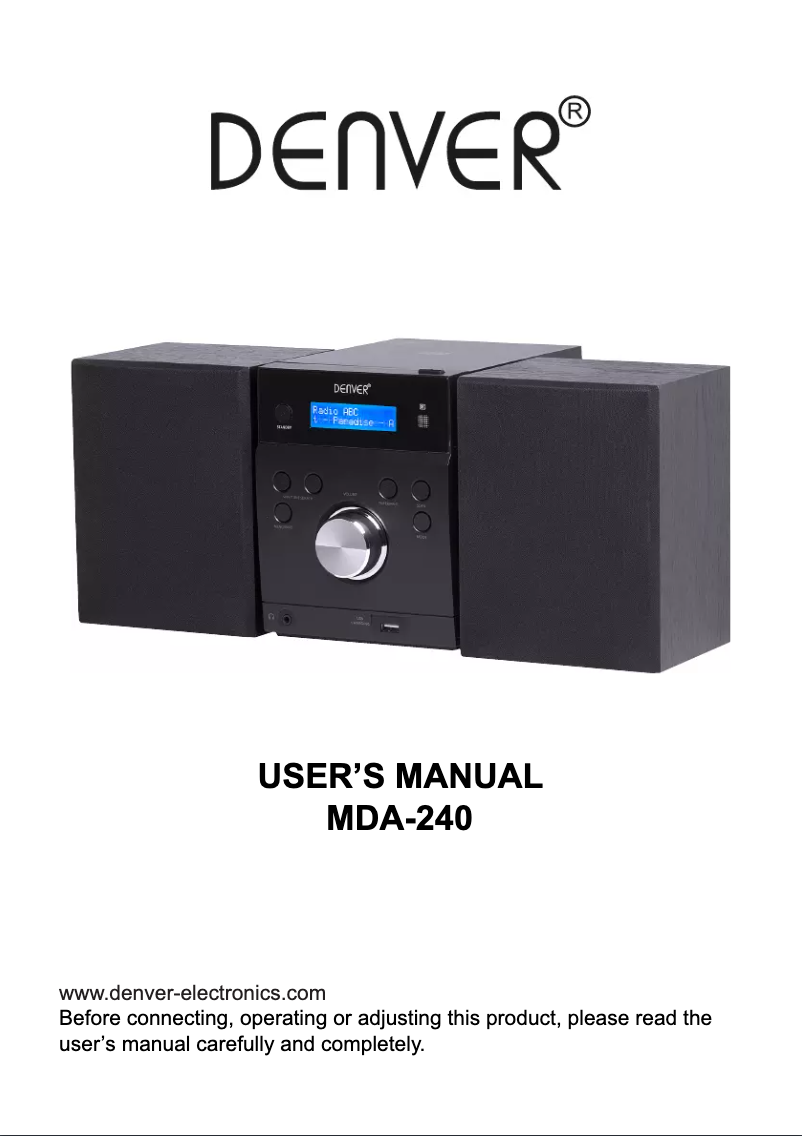 Imagen de la primera página del manual del dispositivo MDA-240