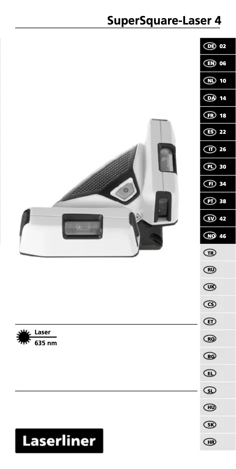 Imagen de la primera página del manual del dispositivo SuperSquare-Laser 4