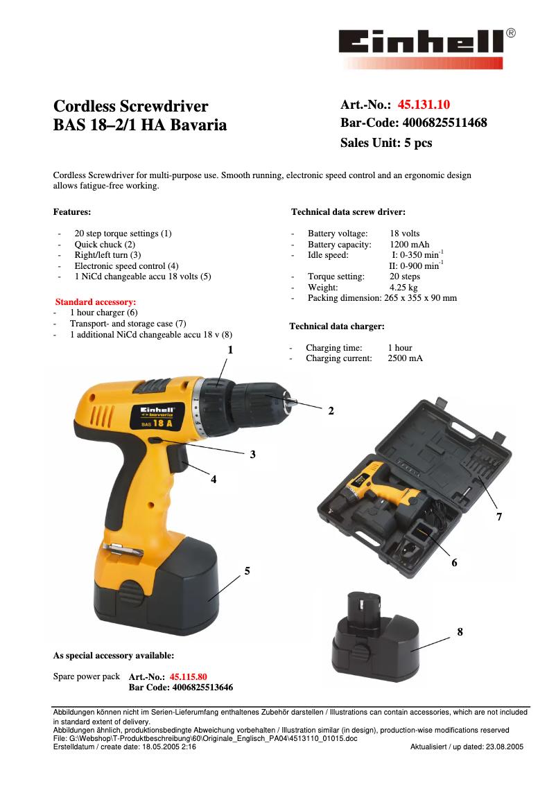 Imagen de la primera página del manual del dispositivo BAS 18-2/1HA