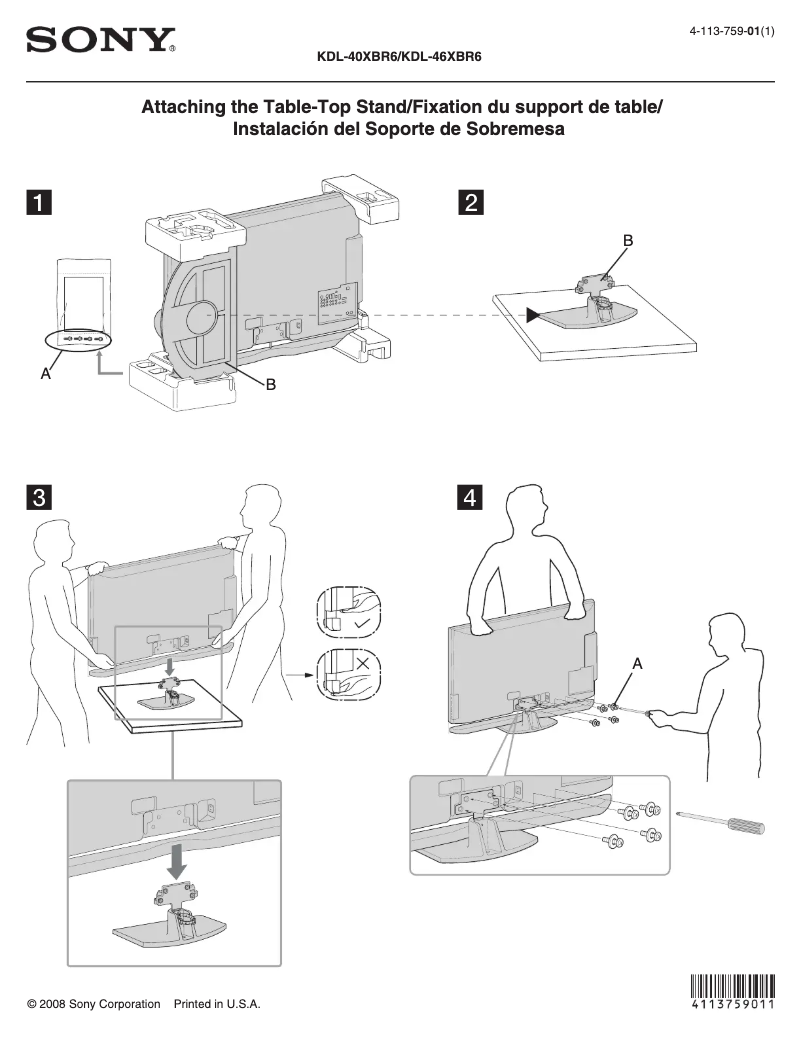 Imagen de la primera página del manual del dispositivo Bravia KDL-46XBR6