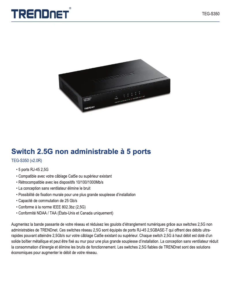 Imagen de la primera página del manual del dispositivo TEG-S350