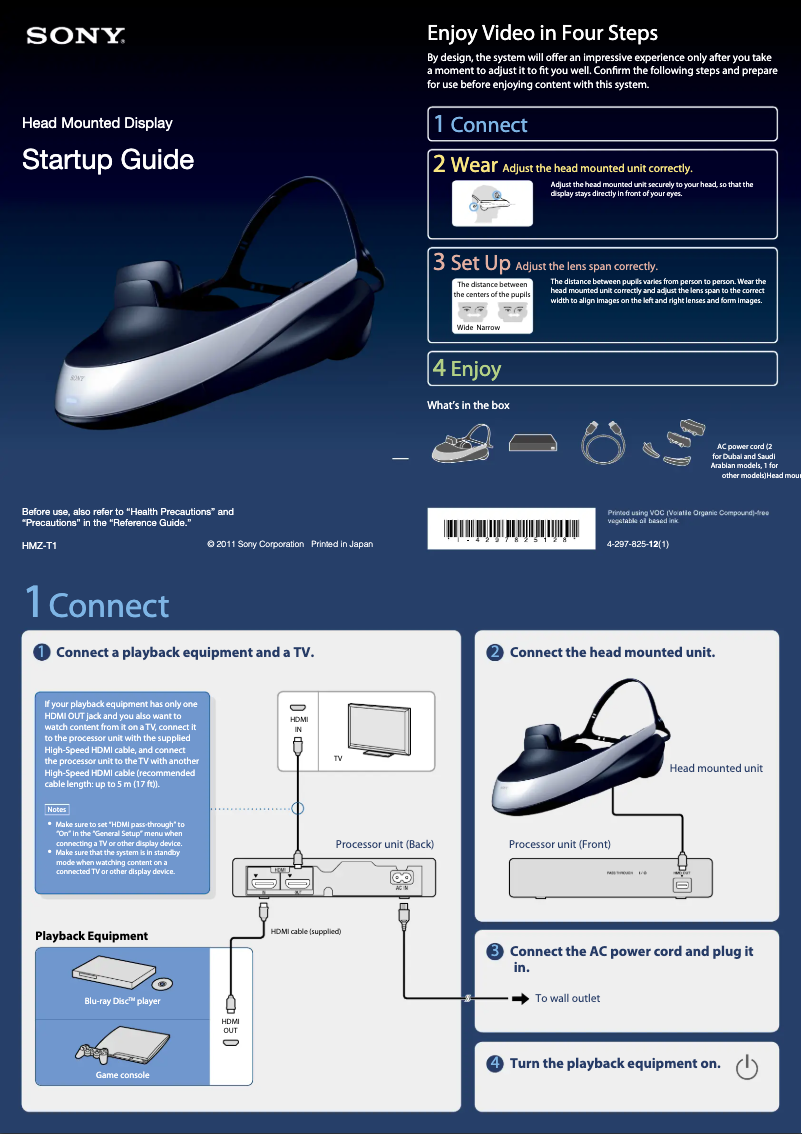 Página 1 del manual Guía de instalación Sony HMZ-T1