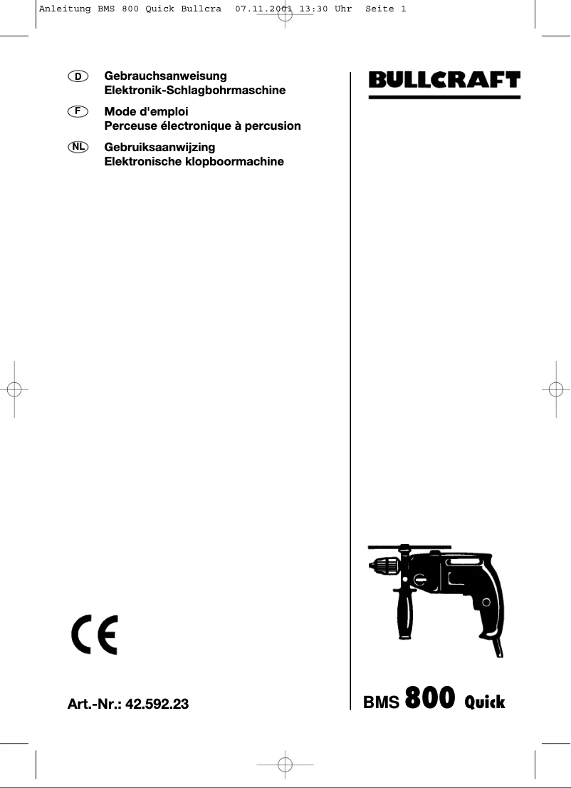 Página 1 del manual Manual de usuario Bullcraft BMS 800 Quick
