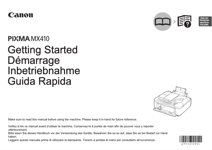 Imagen de la primera página del manual del dispositivo Pixma MX410