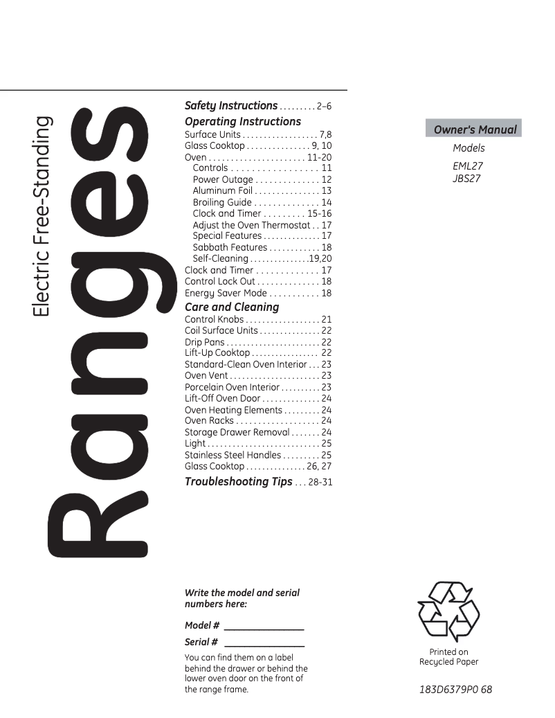 Página 1 del manual Manual de usuario Mabe EML27WWF0