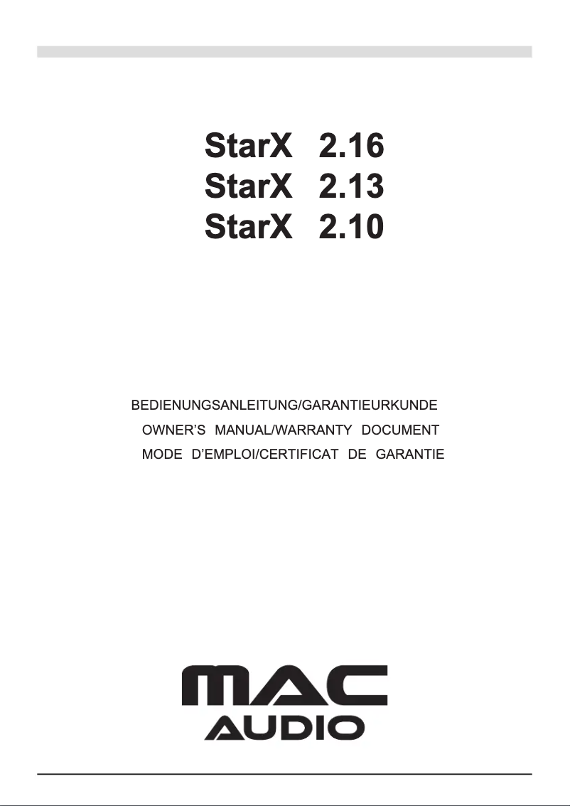 Página nº 1 - Manual de usuario Mac Audio StarX 2.16