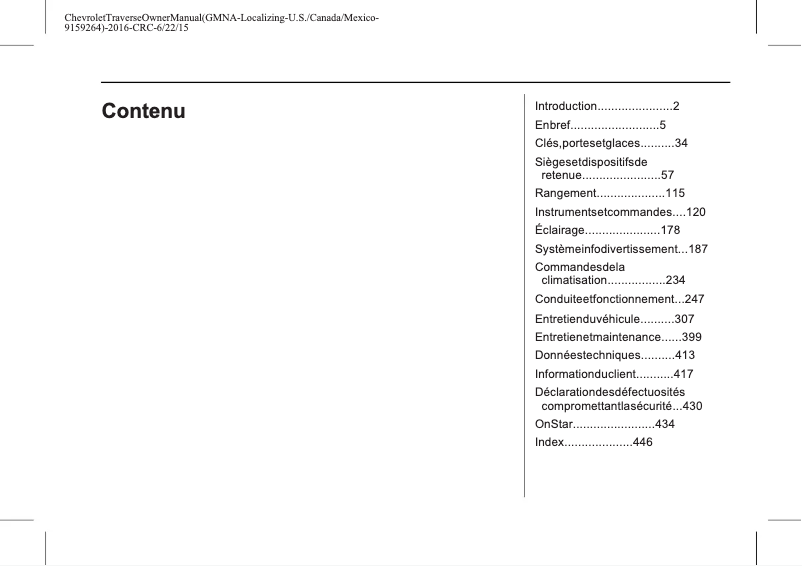 Imagen de la primera página del manual del dispositivo Traverse (2016)
