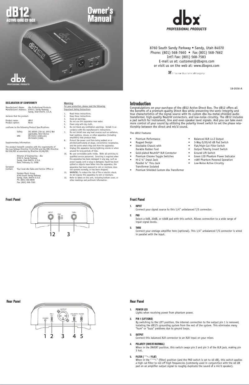 Página 1 del manual Manual de usuario DBX dB12