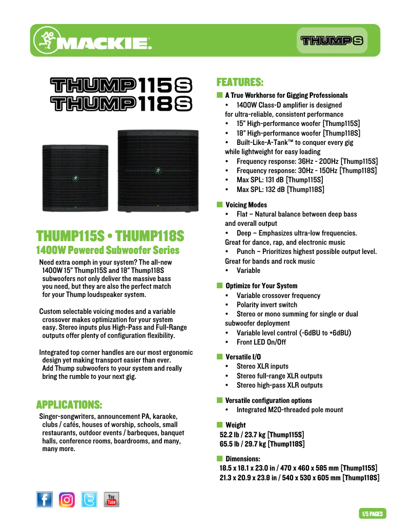 Imagen de la primera página del manual del dispositivo Thump 118S