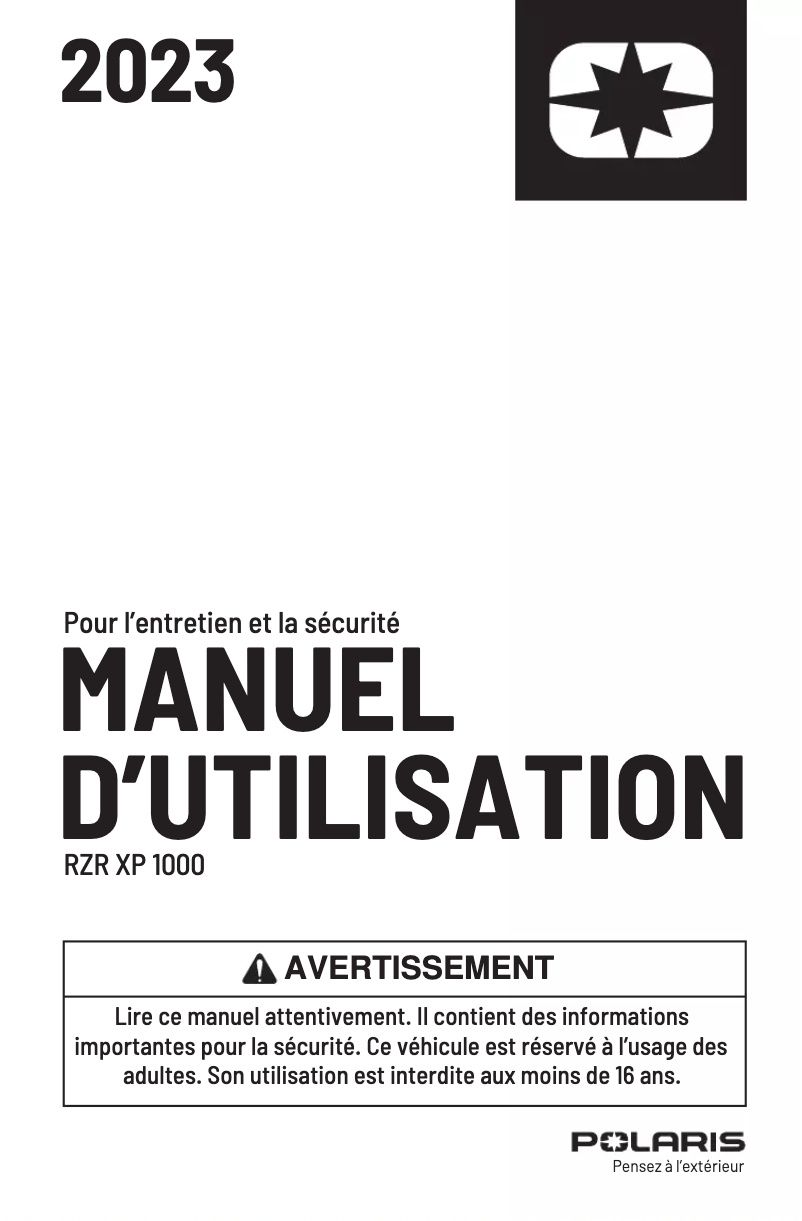 Página 1 del manual Manual de usuario Polaris RZR XP 1000 EPS (2023)
