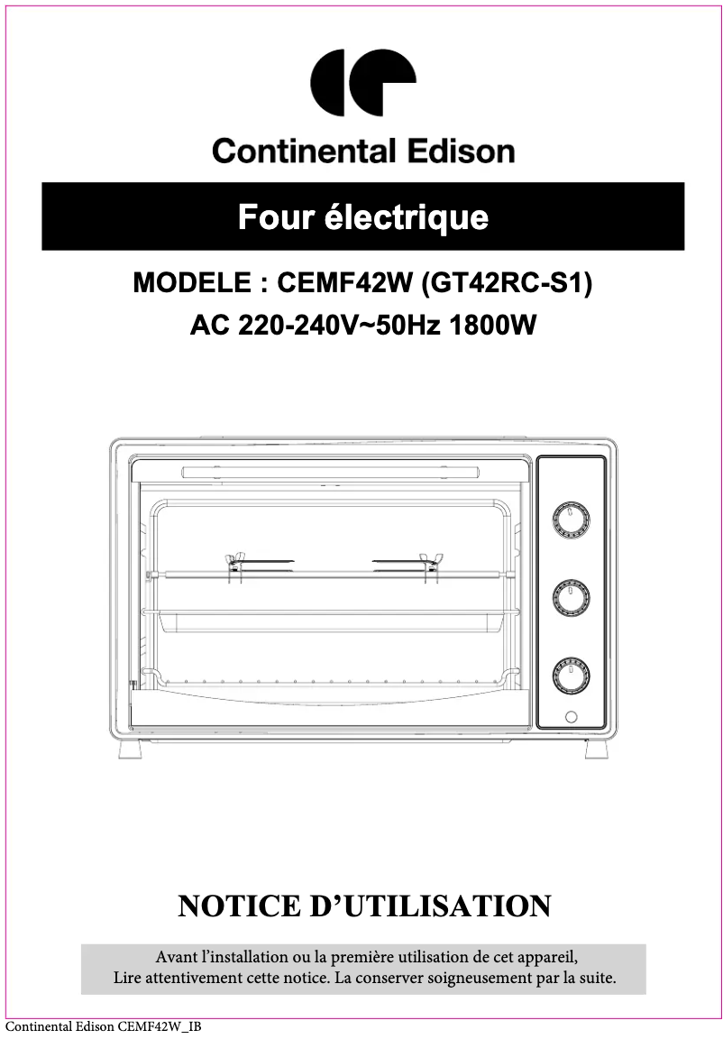 Imagen de la primera página del manual del dispositivo CEMF42W