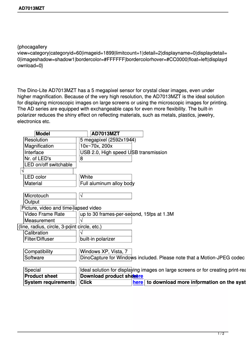 Página 1 del manual Manual de usuario Dino-Lite AD7013MZT