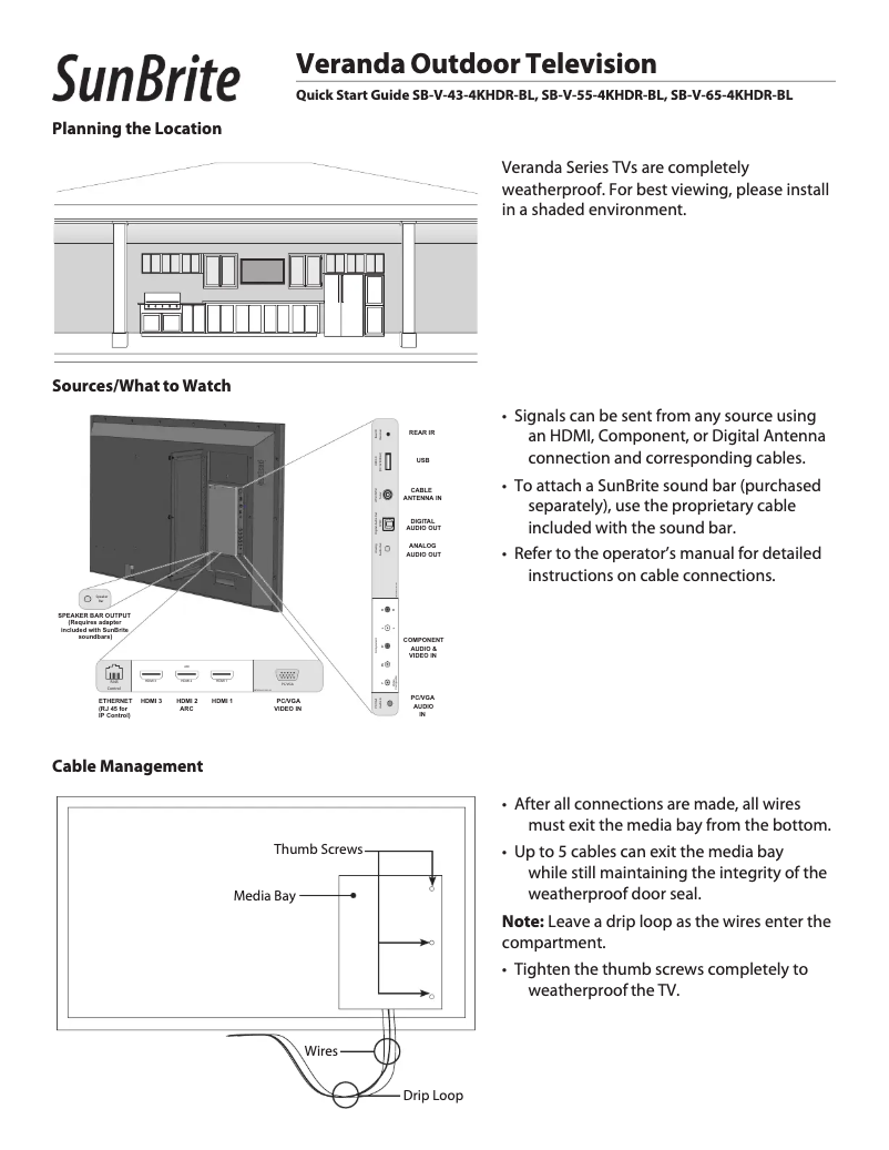 Página 1 del manual Guía de inicio rápido SunBriteTV SB-V-55-4KHDR-BL