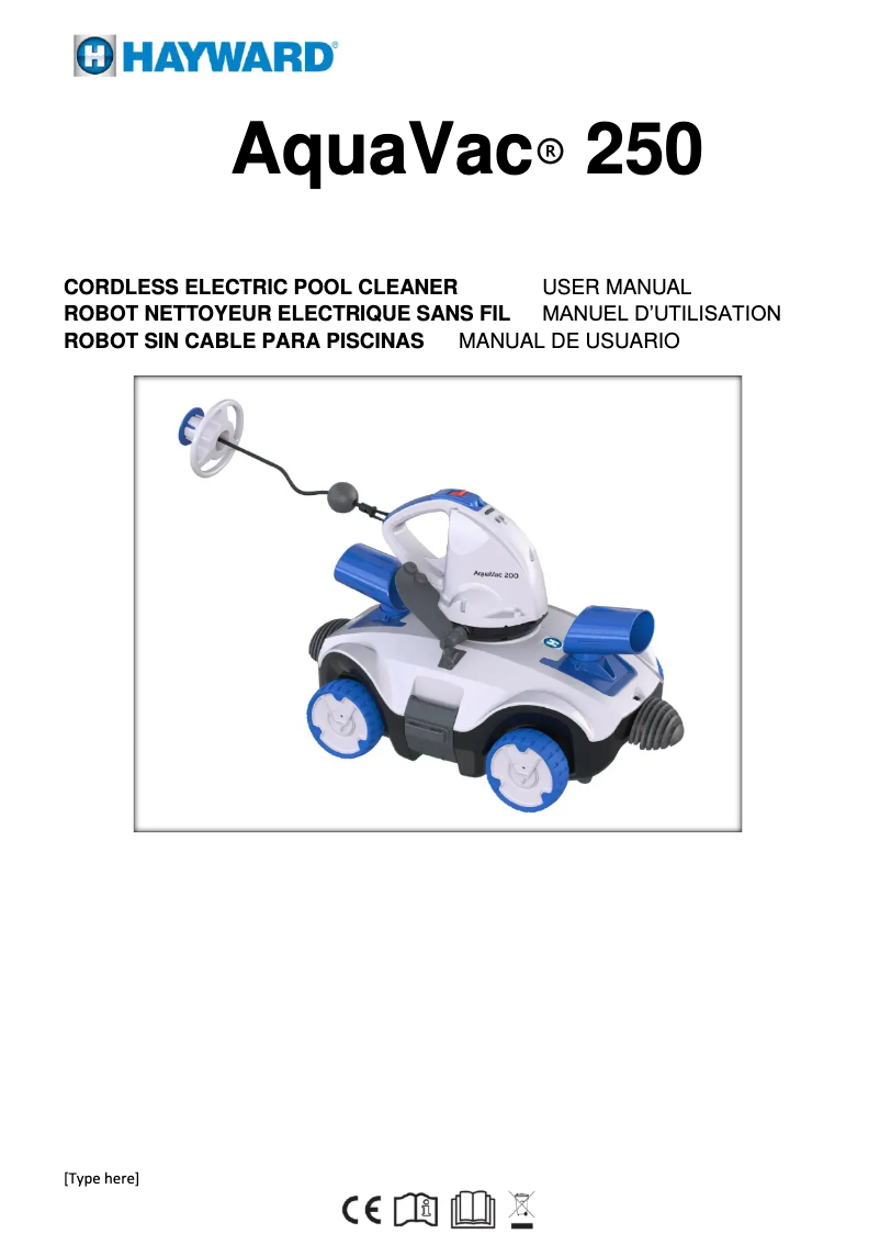 Imagen de la primera página del manual del dispositivo AquaVac 250